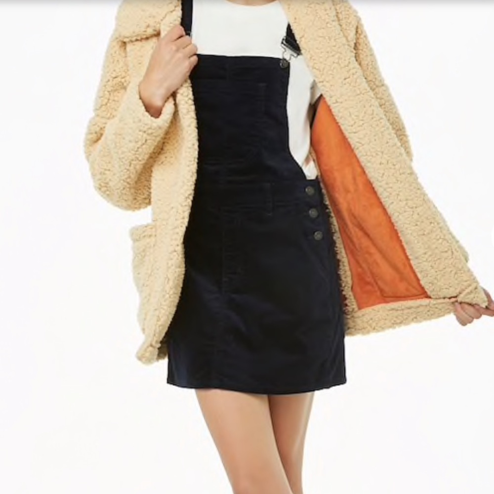 Suede overall dress
